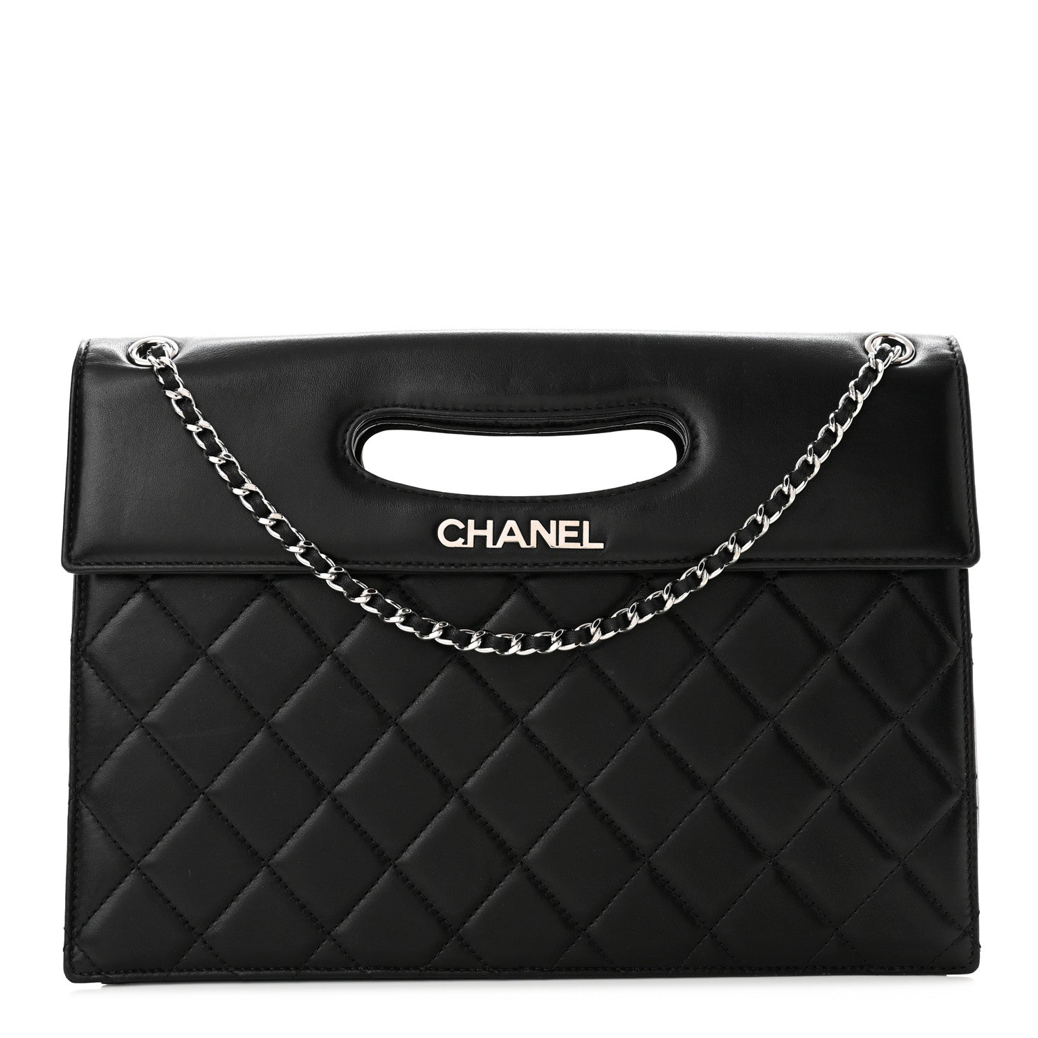 Chanel Lambskin Top Handle Logo Flap Black 1 of 11