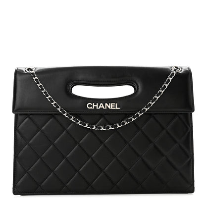 Chanel Lambskin Top Handle Logo Flap Black 1 of 11