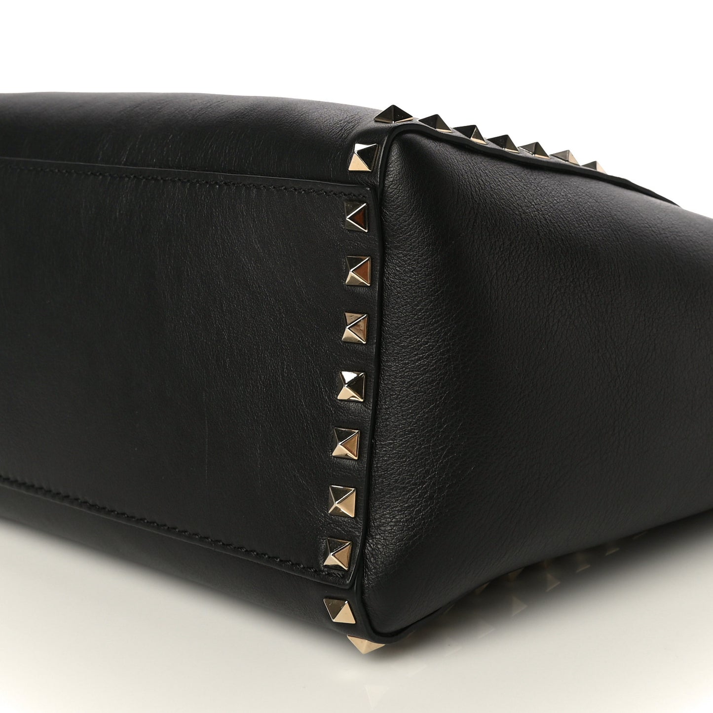 Vitello Rockstud Double Handle Tote Black