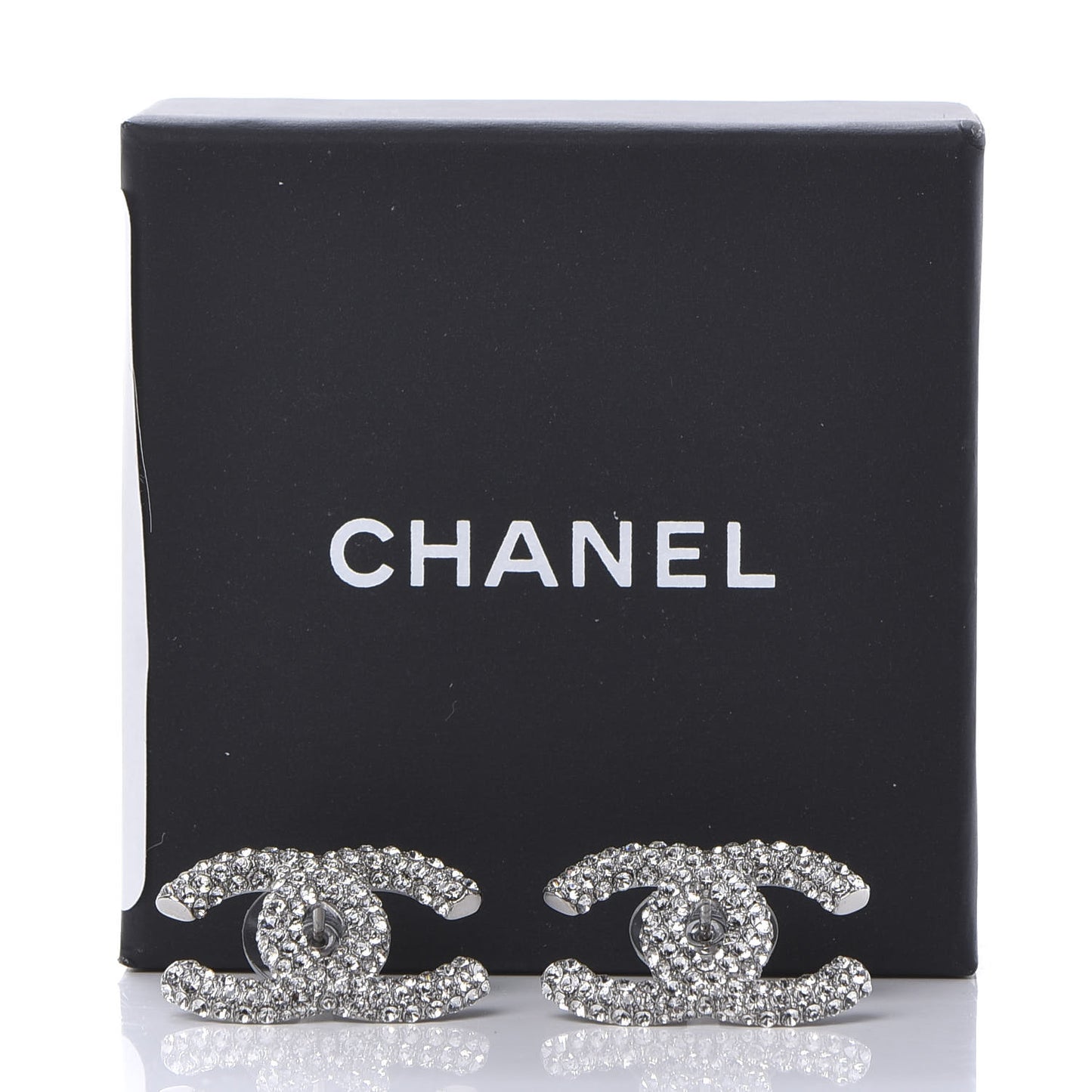Crystal Large CC Earrings Silver