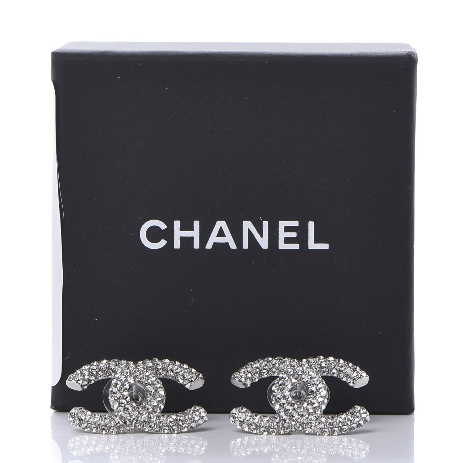 Chanel Crystal Large CC Earrings Silver 5 of 5