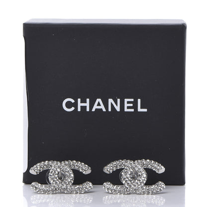 Chanel Crystal Large CC Earrings Silver 5 of 5