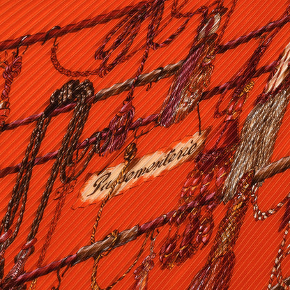 Hermes Silk Plisse Passementerie Scarf 90 Corail Cassis Jaune Orange 3 of 9