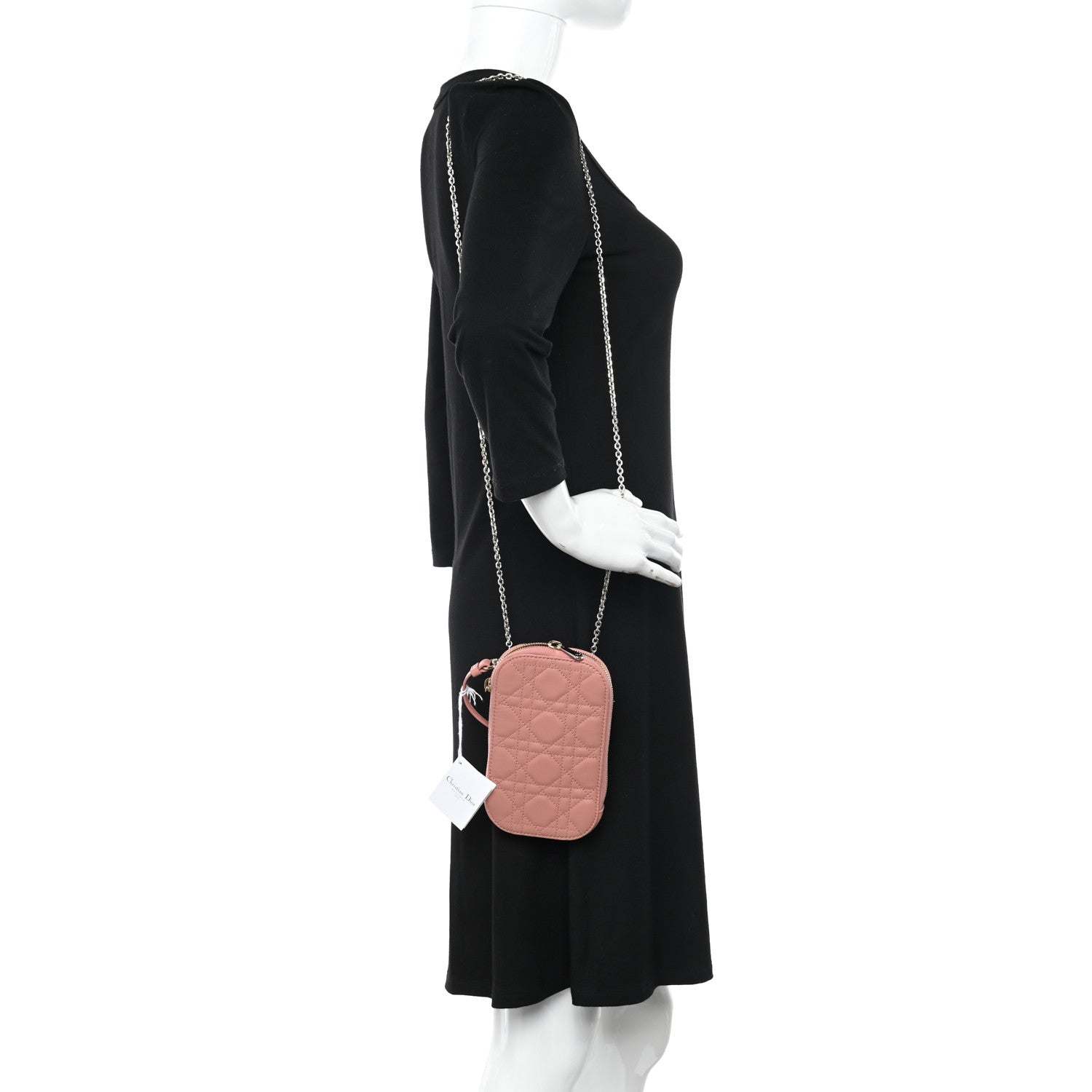 Christian Dior Lambskin Cannage Lady Dior Phone Holder Deep Nude 2 of 10