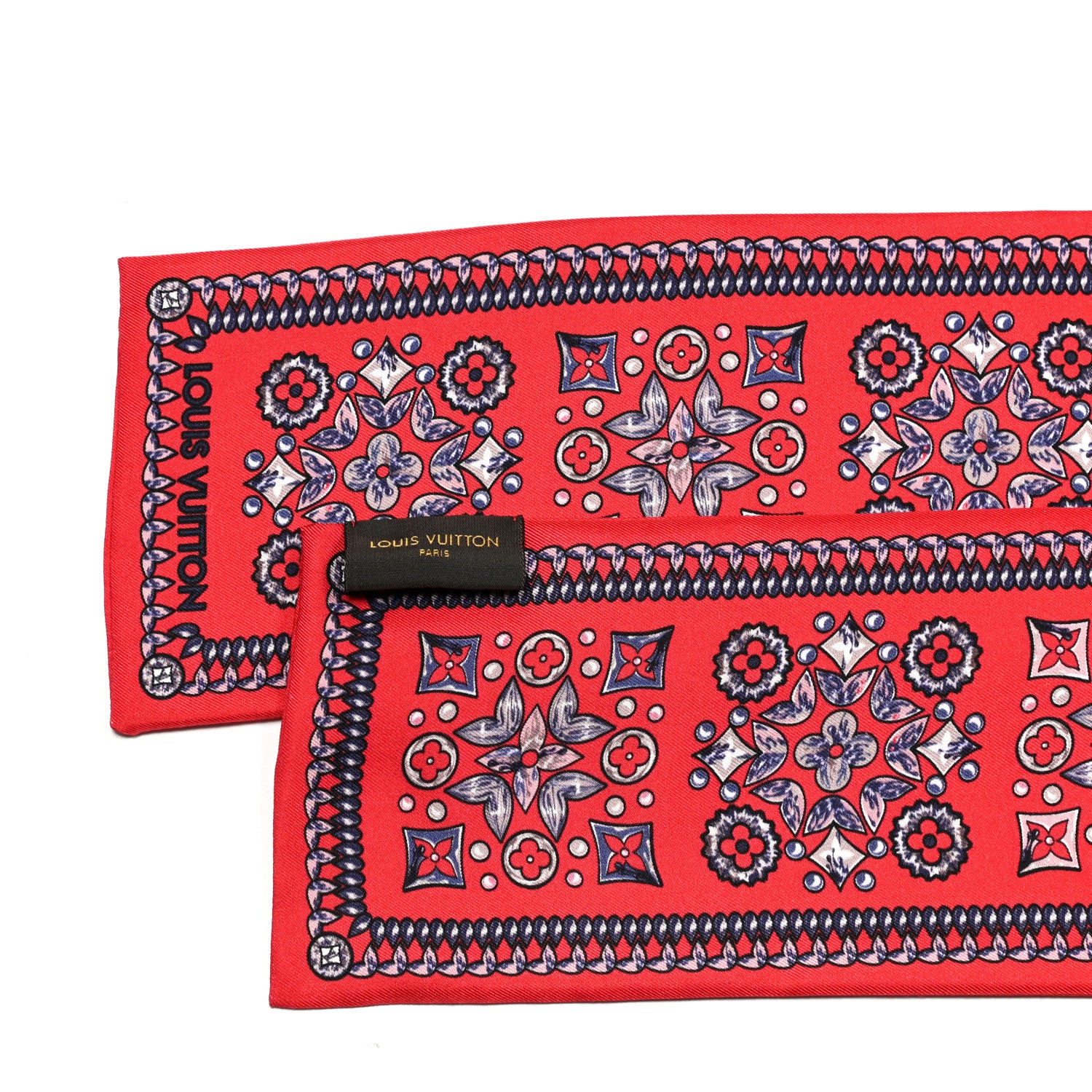 Louis Vuitton Silk Monogram Giant Lvrtual Flowers Bandeau Red 3 of 3