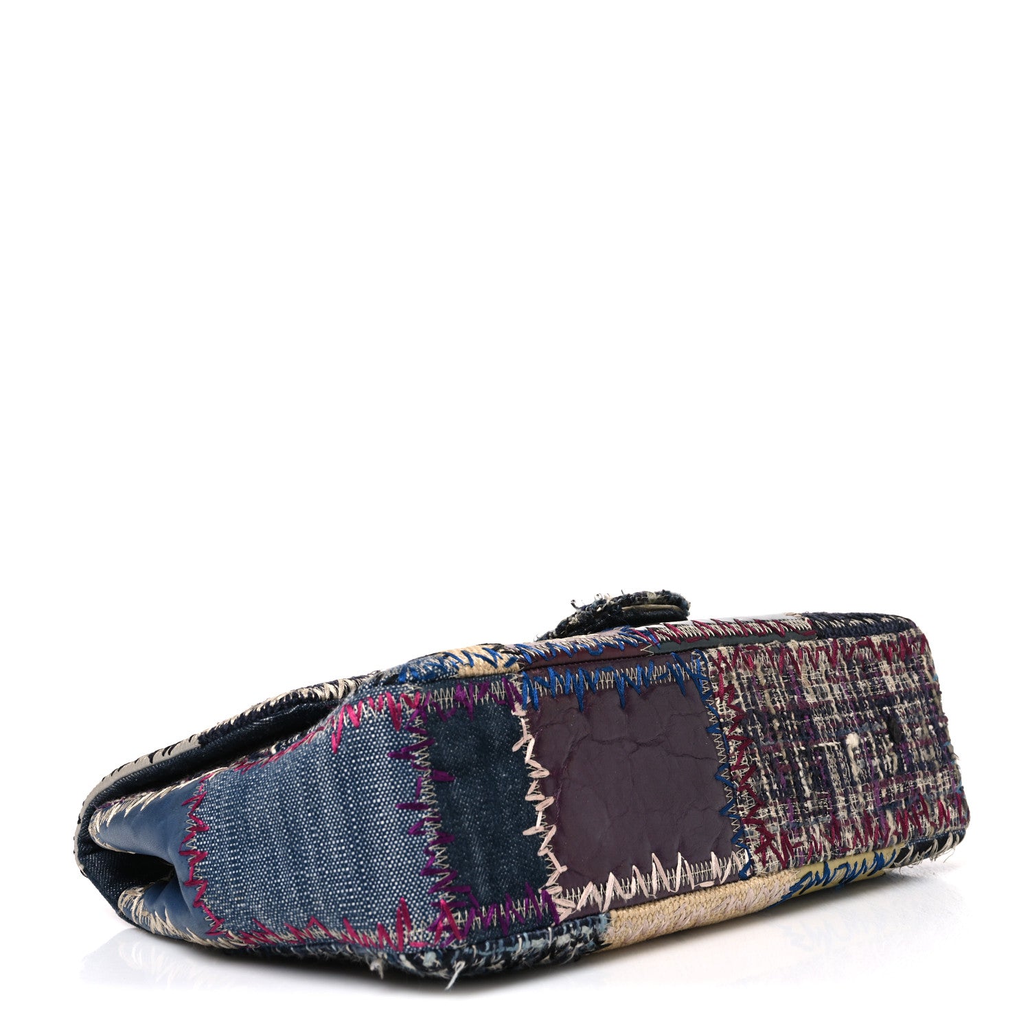 Chanel Denim Tweed Patchwork Jumbo Single Flap Multicolor 3 of 9
