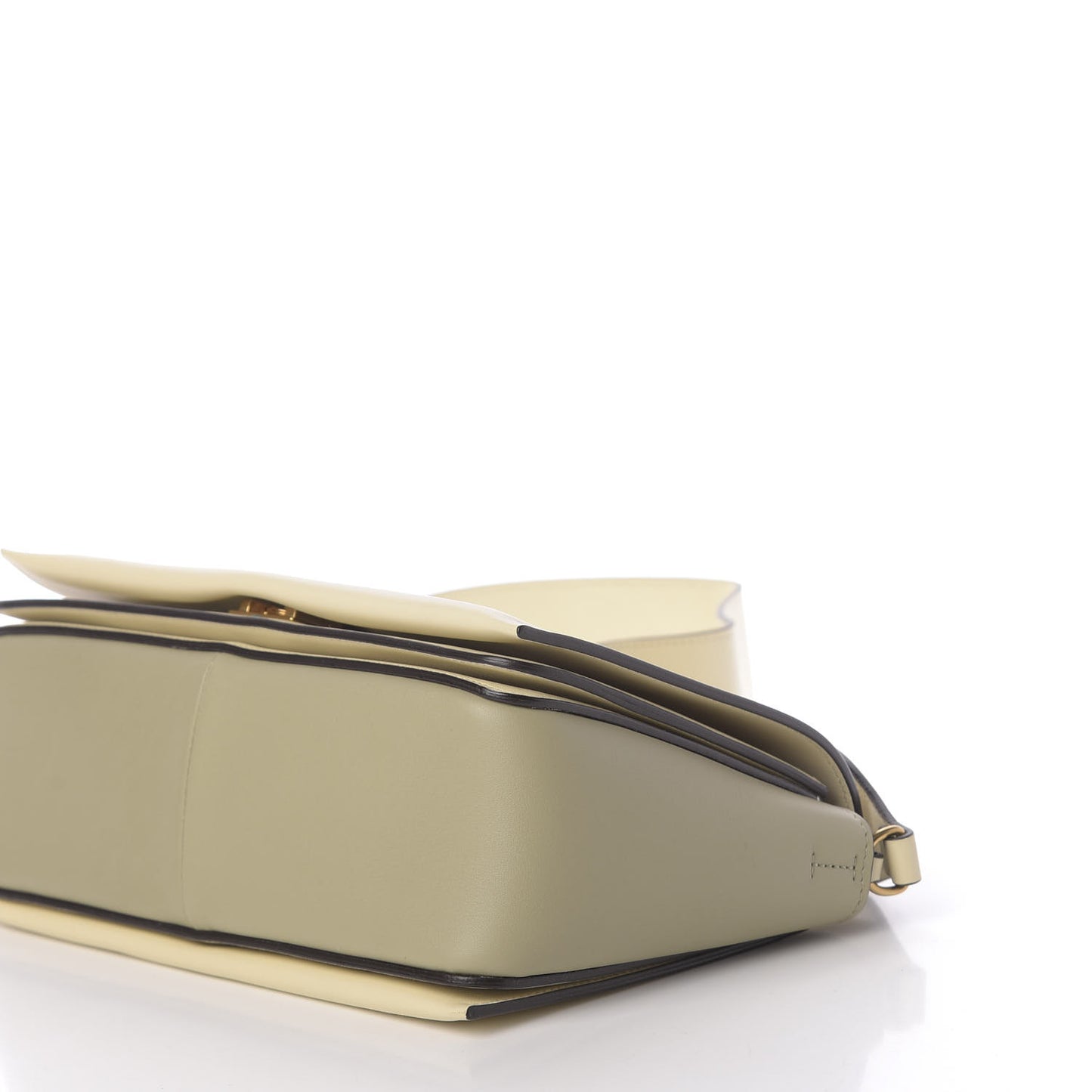 Shiny Smooth Calfskin Medium Frame Shoulder Bag Chalk Mastic