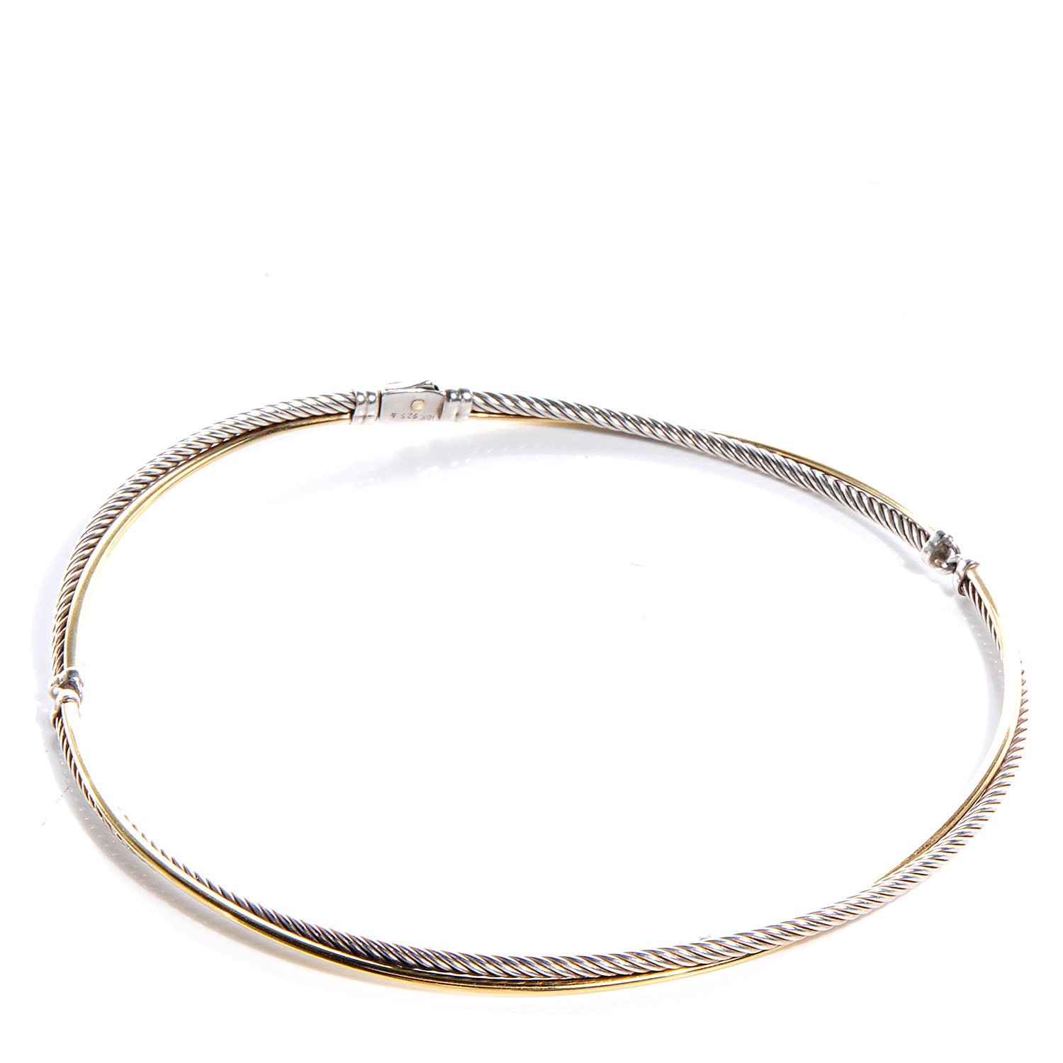 David Yurman Sterling Silver 18K Yellow Gold Crossover Cable Choker Necklace 1 of 5