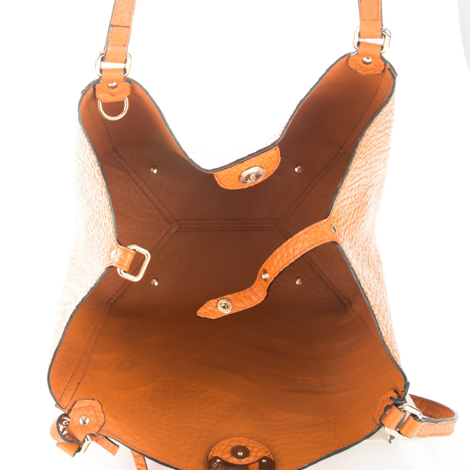 Burberry Signature Grain Calfskin Check Embossed Small Canterbury Tote Copper Orange 5 of 5