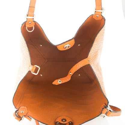 Burberry Signature Grain Calfskin Check Embossed Small Canterbury Tote Copper Orange 5 of 5