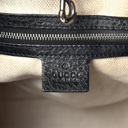 Gucci Pebbled Calfskin Studded Medium Soho Chain Shoulder Bag Black 6 of 9