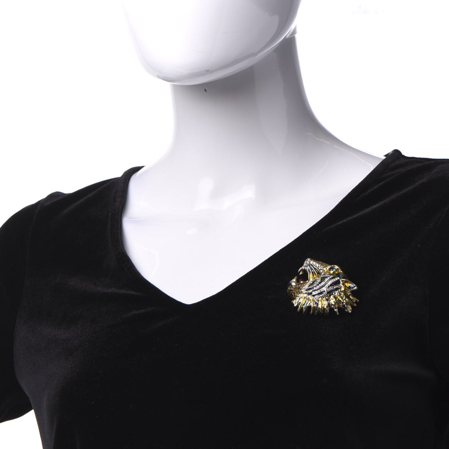 Metal Crystal Rajah Brooch Gold
