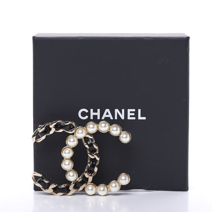 Chanel Lambskin Pearl CC Chain Brooch Black Gold 5 of 5
