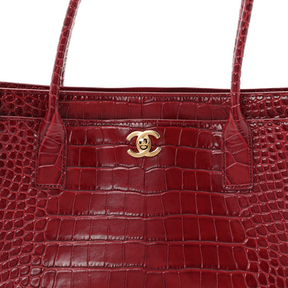 Chanel Calfskin Crocodile Embossed Archetype Small Shopping Tote Burgundy 8 of 11