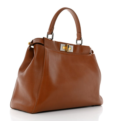 Fendi Vitello Suede Medium Peekaboo Iconic Satchel Cuoio Rame Moro 3 of 11
