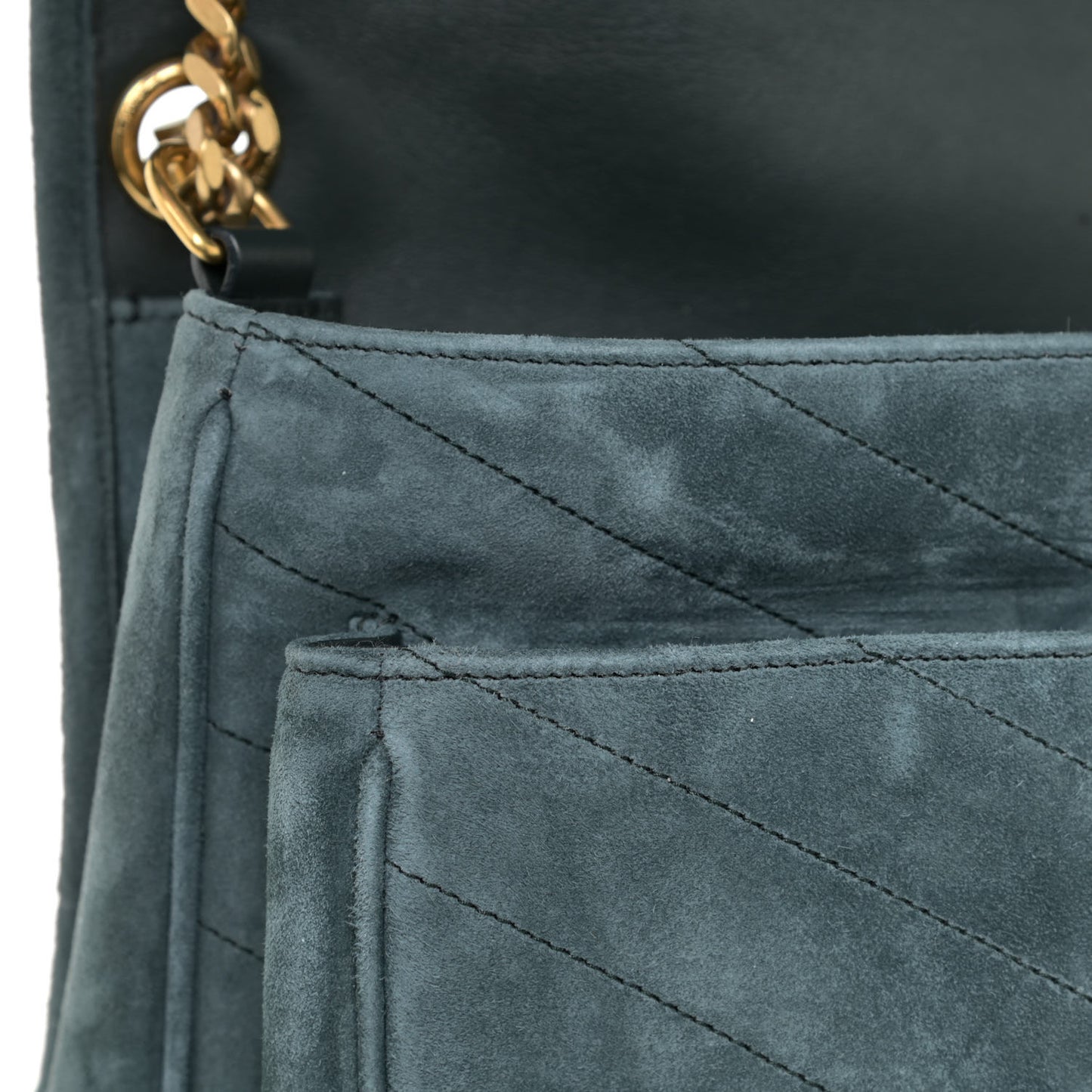 Suede Monogram Medium Niki Chain Satchel Green