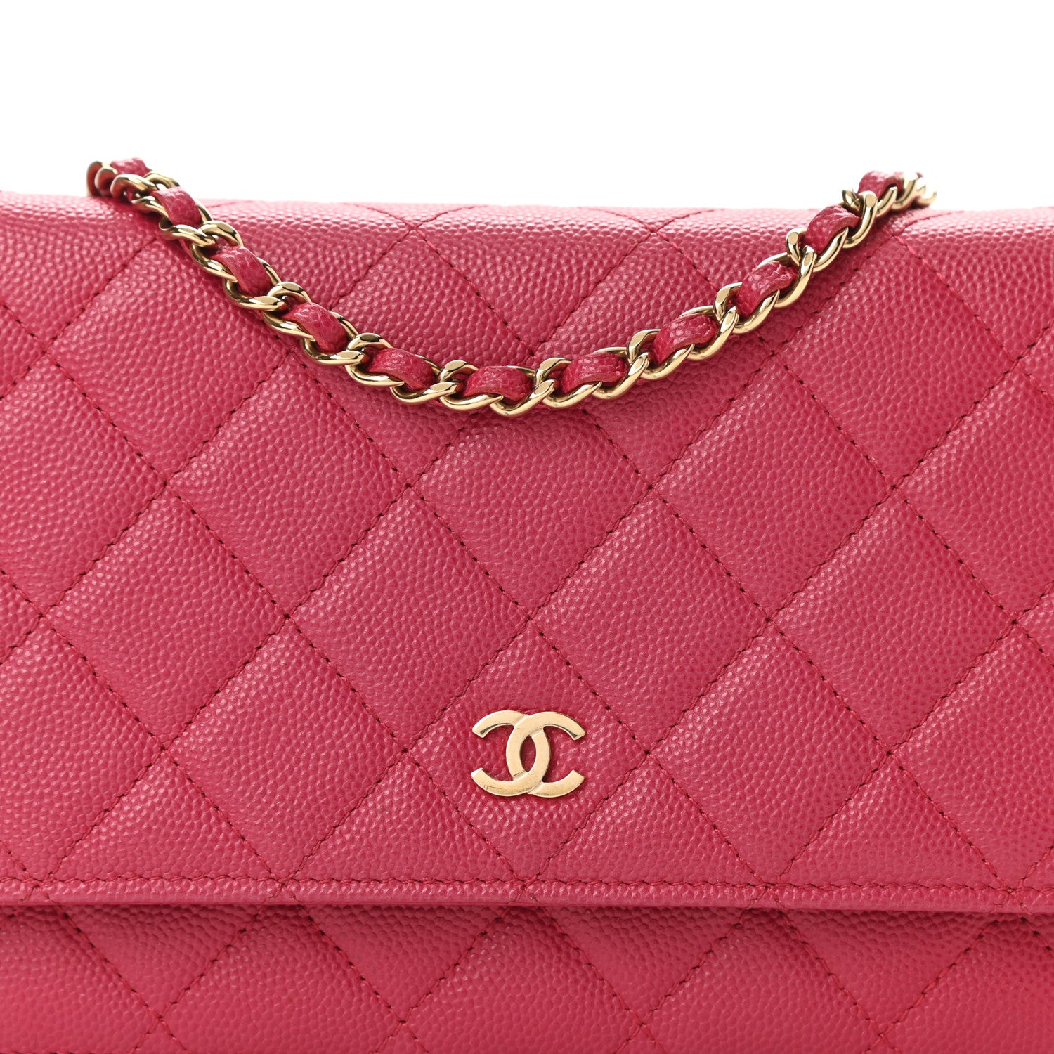 Chanel Caviar Quilted Wallet On Chain WOC Dark Pink 8 of 11