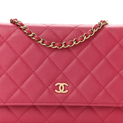 Chanel Caviar Quilted Wallet On Chain WOC Dark Pink 8 of 11