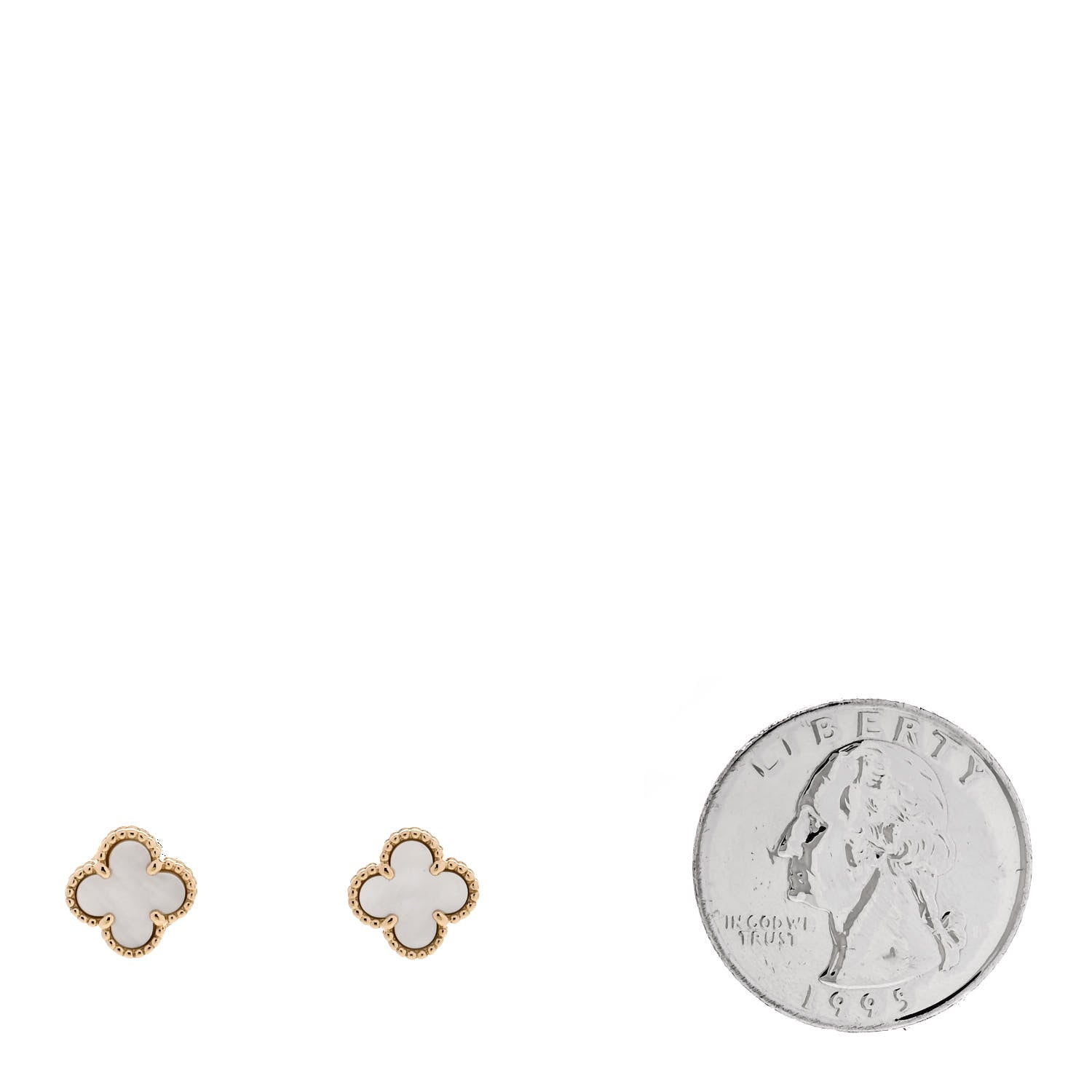 Van Cleef & Arpels 18K Yellow Gold Mother of Pearl Sweet Alhambra Earrings 2 of 5