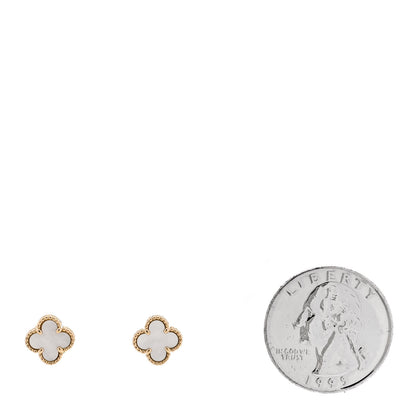 Van Cleef & Arpels 18K Yellow Gold Mother of Pearl Sweet Alhambra Earrings 2 of 5
