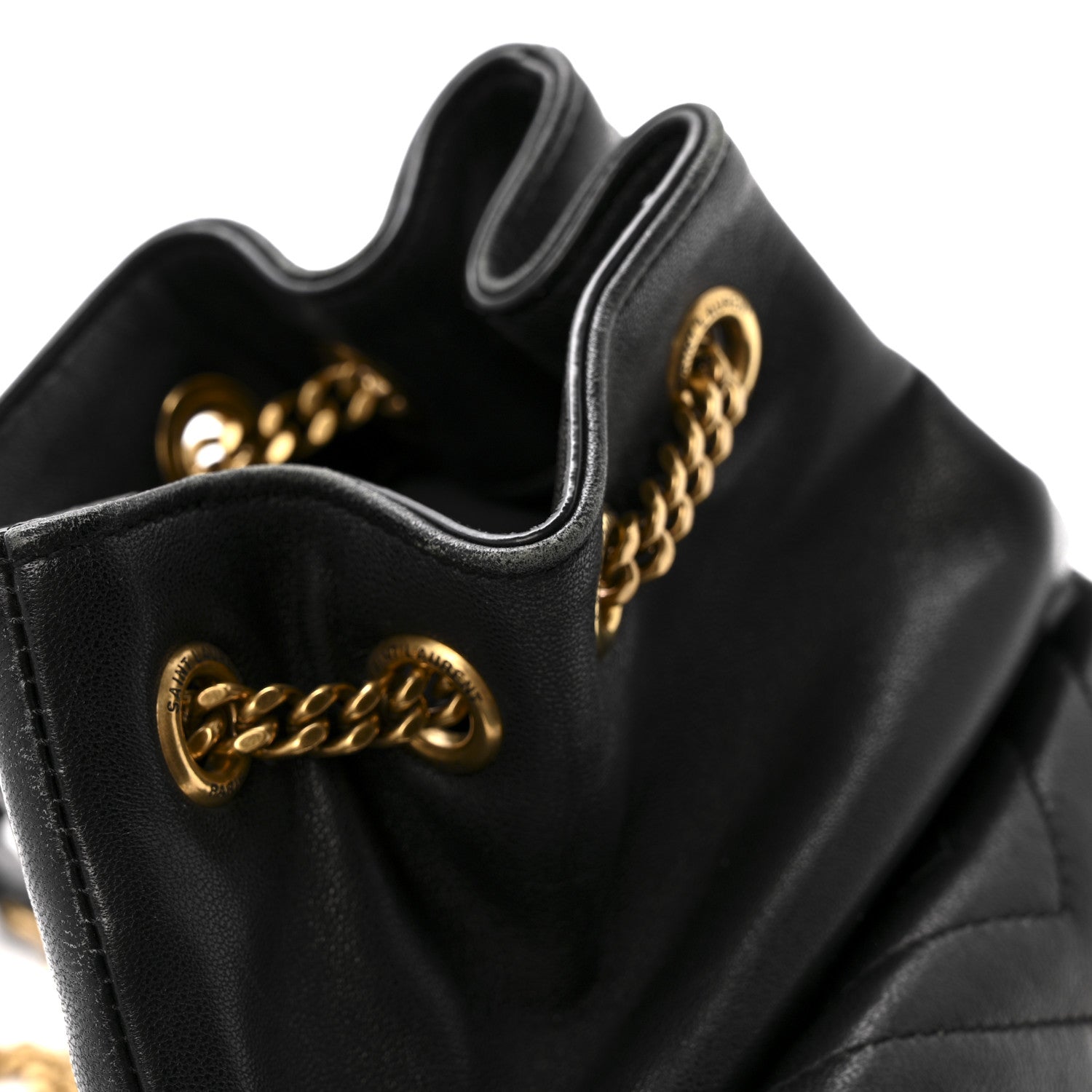 Saint Laurent Lambskin Matelasse Monogram Joe Nano Bucket Bag Black 11 of 13