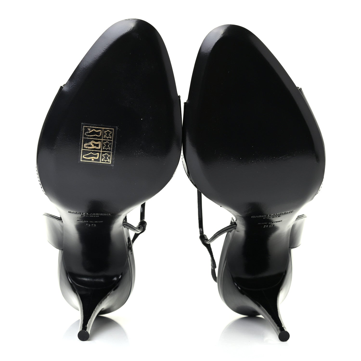 Saint Laurent Patent Calfskin Anouk 110 Sandals 39 Black 5 of 8