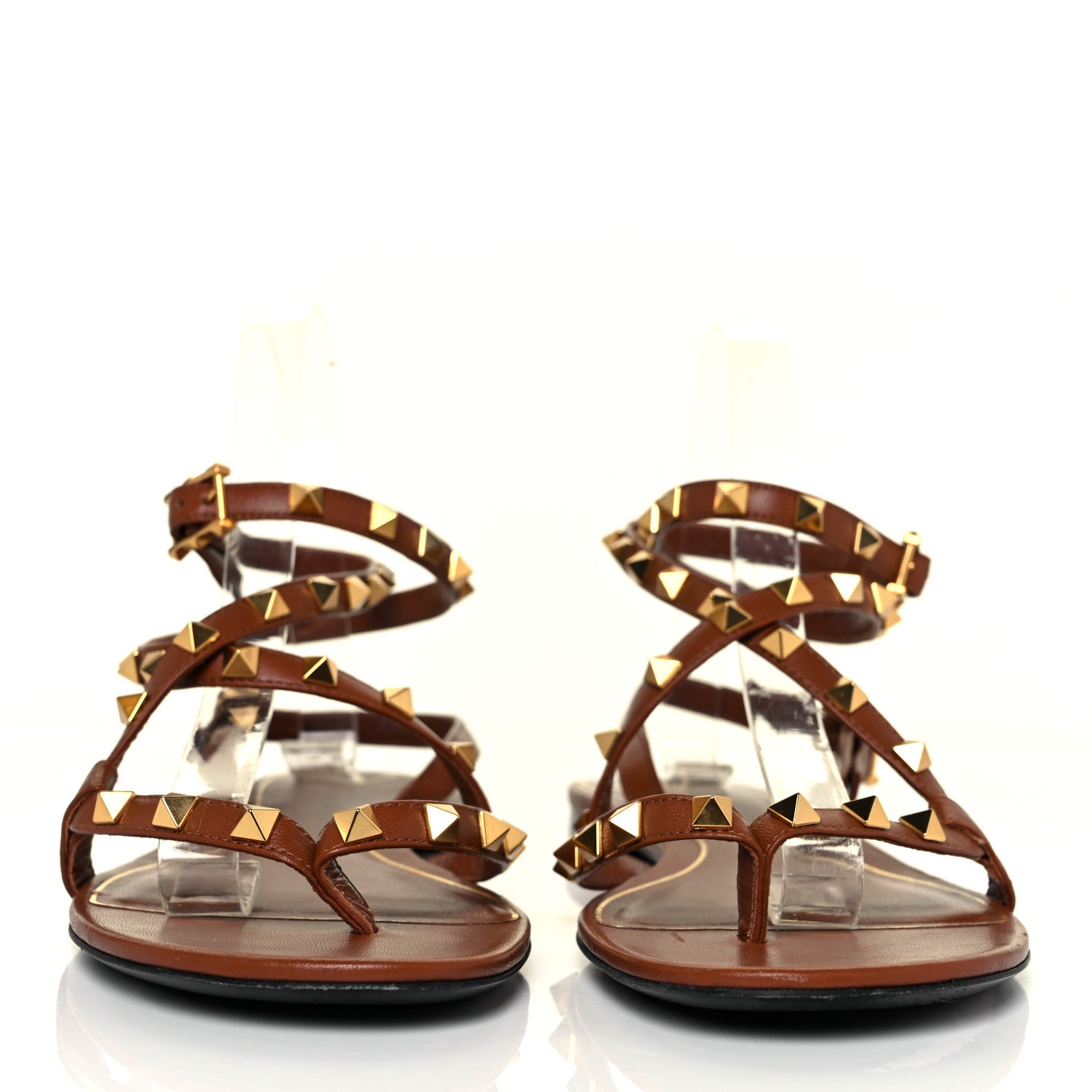 Valentino Garavani Nappa Rockstud Flair Ankle Wrap Flat Sandals 40.5 Selleria 2 of 7