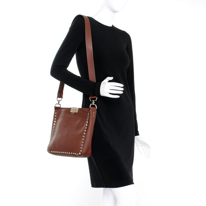 Valentino Garavani Pebbled Calfskin Small Rockstud Flip-Lock Messenger Bag Light Brown 2 of 7