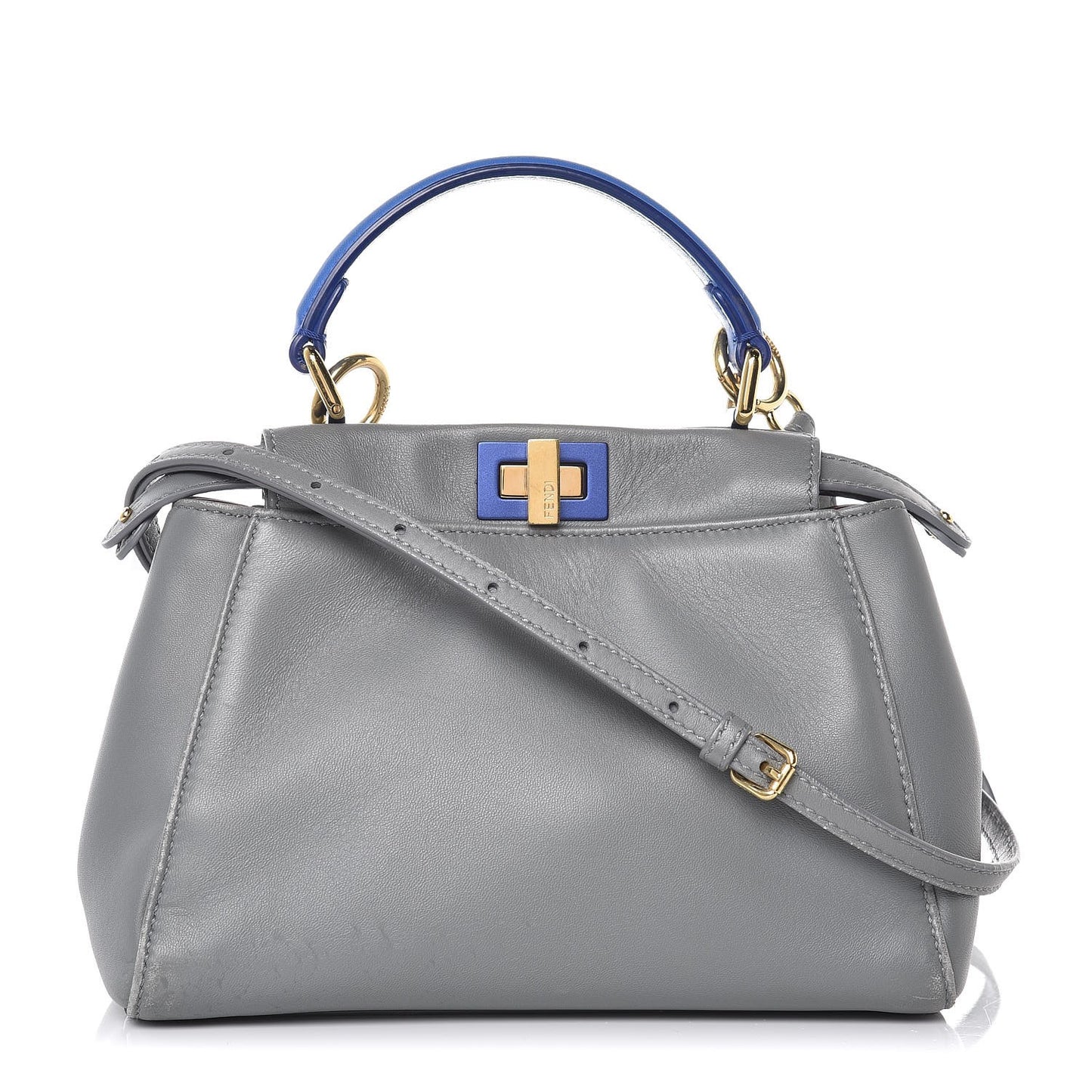 Nappa Colorblock Mini Peekaboo Iconic Satchel Grigio Chiaro Fragola Blue
