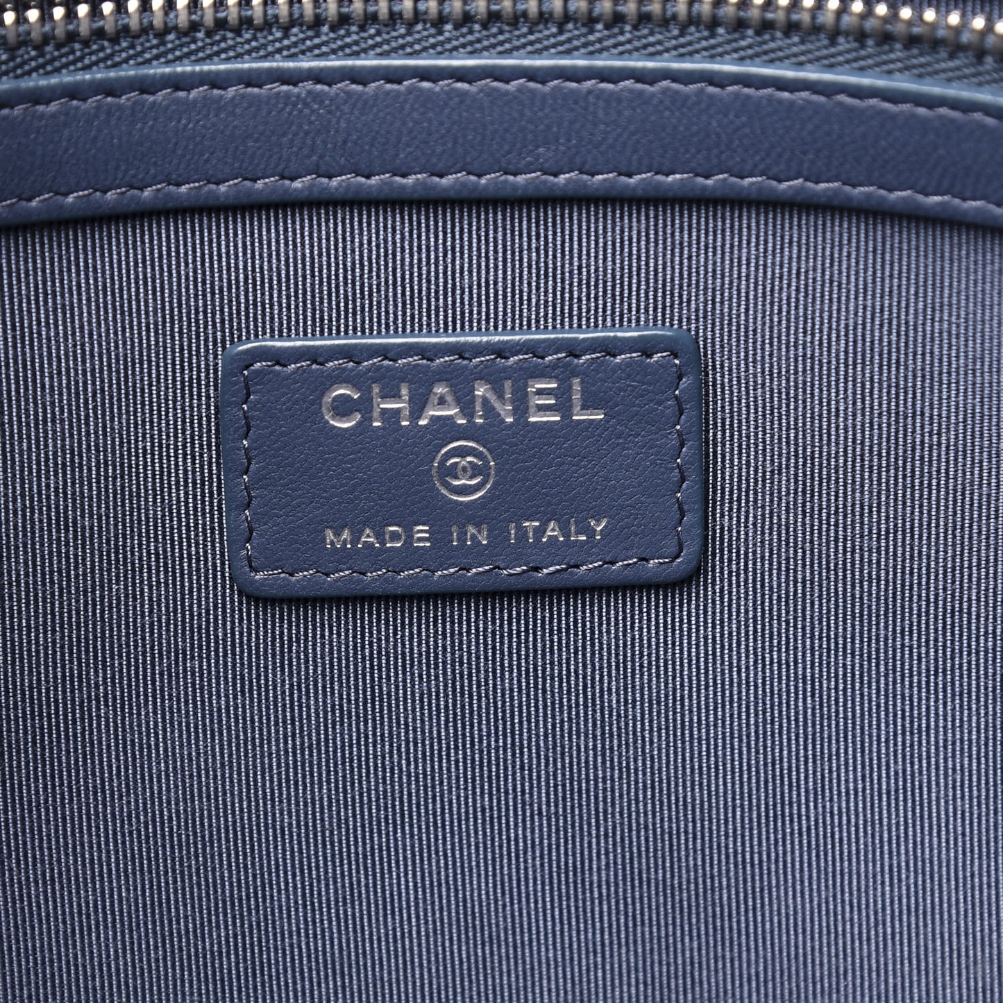 Lambskin Quilted Large Cosmetic Case Navy