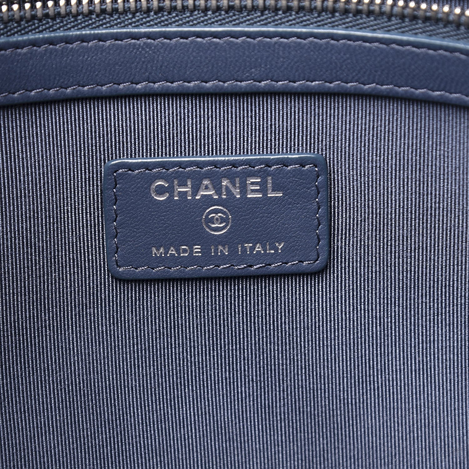 Chanel Lambskin Quilted Large Cosmetic Case Navy 5 of 10
