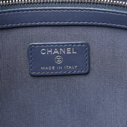 Chanel Lambskin Quilted Large Cosmetic Case Navy 5 of 10