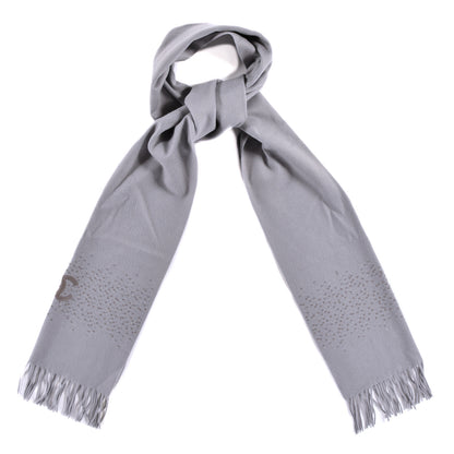 Chanel Cashmere Sequin CC Fringe Scarf Grey 1 of 3