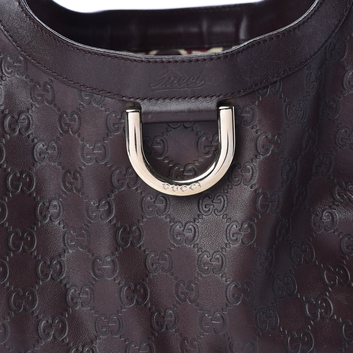 Guccissima Large D Gold Ring Shoulder Bag Chocolate