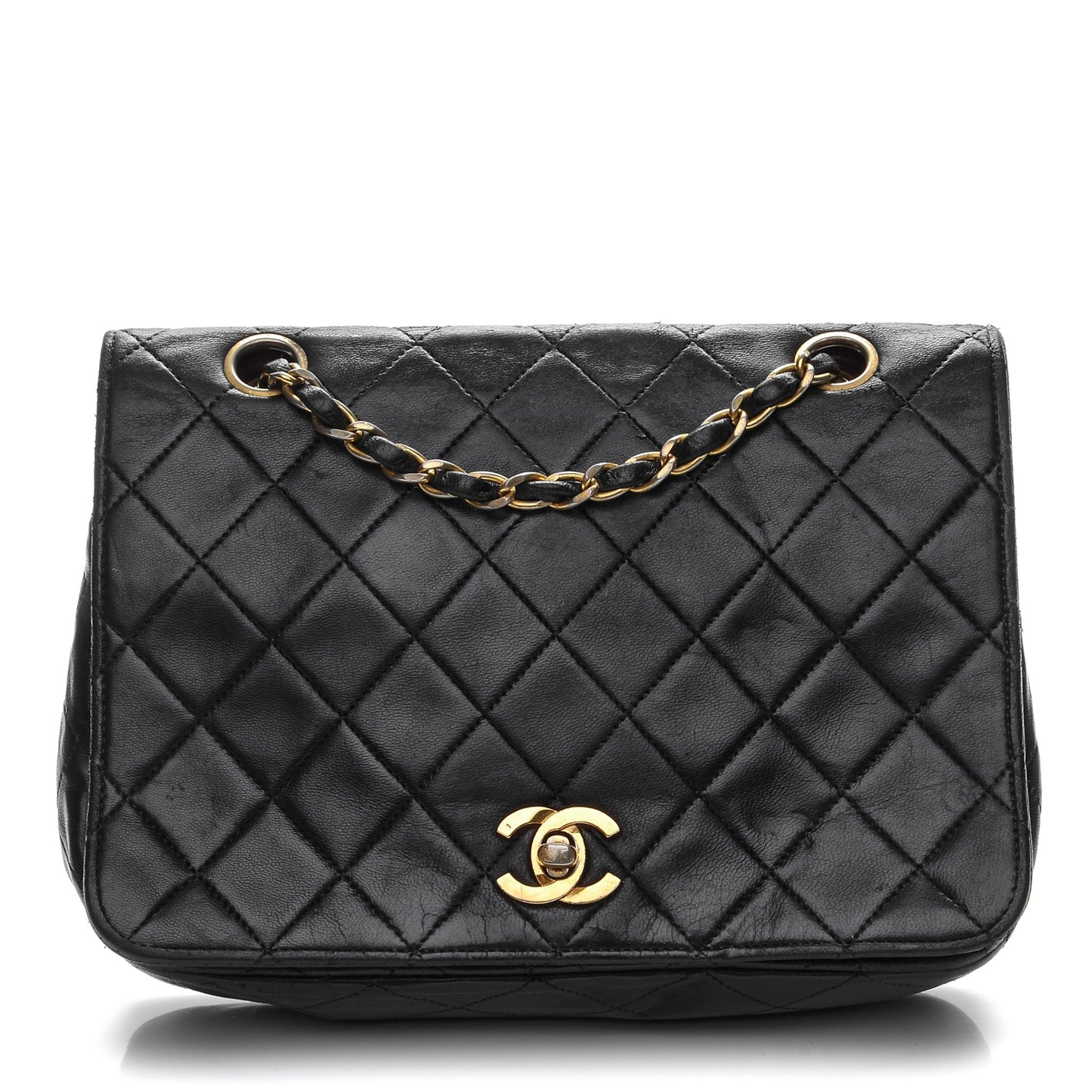 Lambskin Quilted Small Single Flap Black