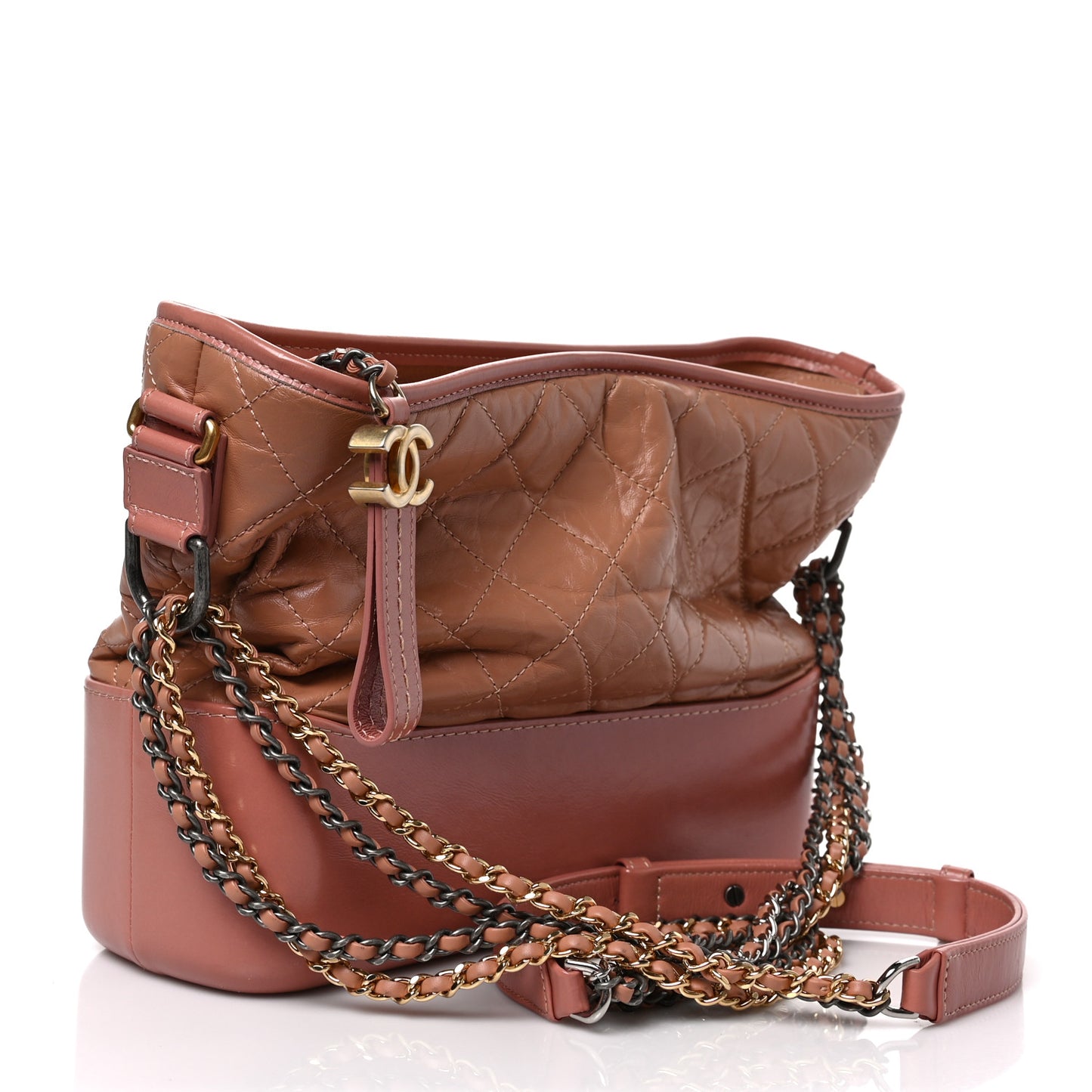 Aged Calfskin Quilted Medium Gabrielle Hobo Pink