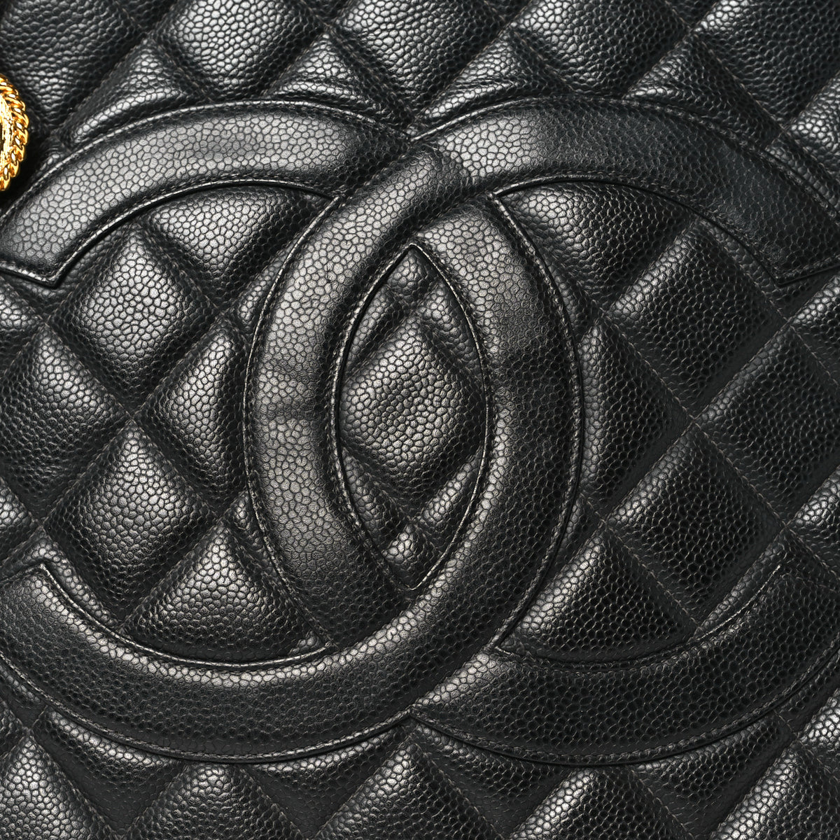 Caviar Quilted Medallion Tote Black