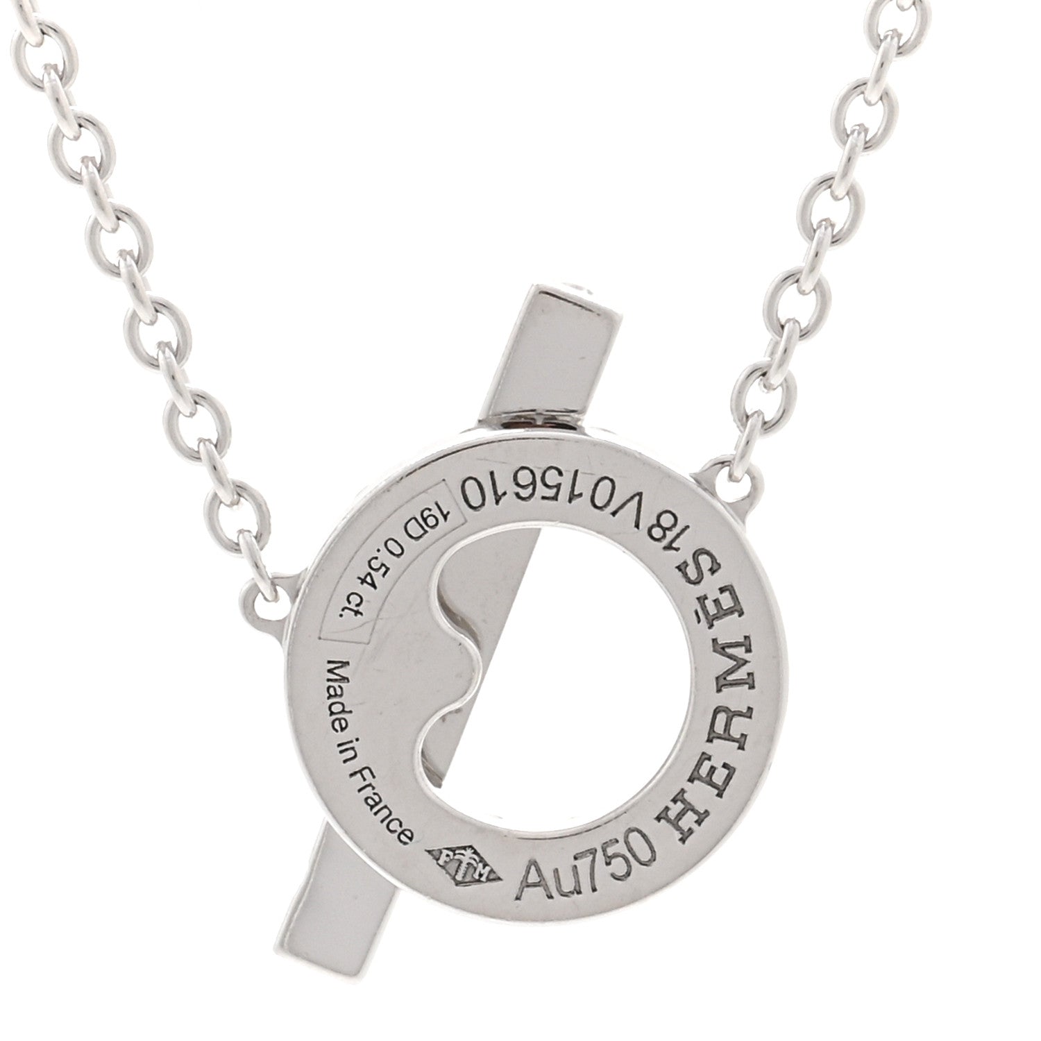 Hermes 18K White Gold Diamond Finesse Pendant Necklace 4 of 5