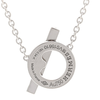 Hermes 18K White Gold Diamond Finesse Pendant Necklace 4 of 5