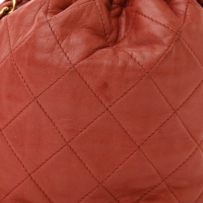 Chanel Lambskin Quilted Mini Drawstring Bucket Bag Red 14 of 15