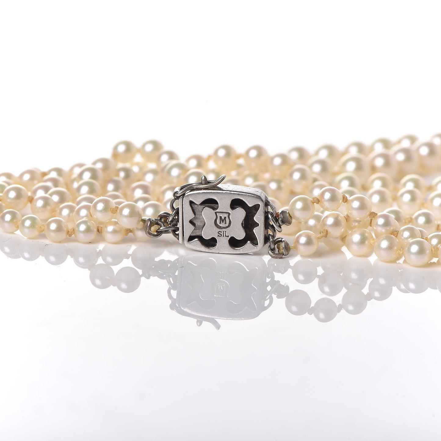 Sterling Silver Akoya Pearl 3.5-7.5mm Double Strand Graduated Necklace