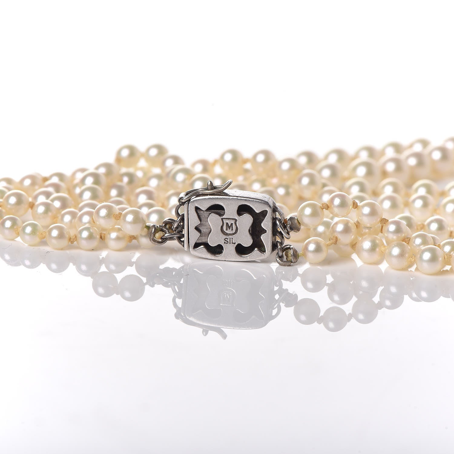 Mikimoto Sterling Silver Akoya Pearl 3.5-7.5mm Double Strand Graduated Necklace 5 of 6