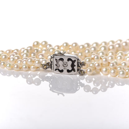 Mikimoto Sterling Silver Akoya Pearl 3.5-7.5mm Double Strand Graduated Necklace 5 of 6