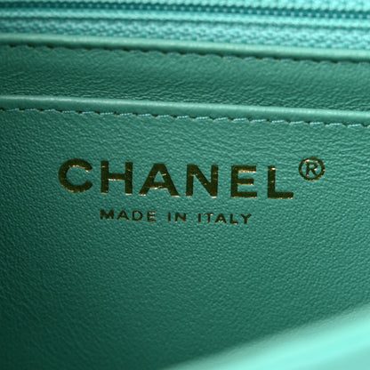Chanel Lambskin Quilted Mini Rectangular Flap Turquoise 6 of 13