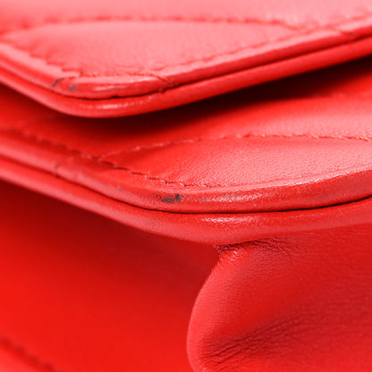 Chanel Lambskin Chevron Quilted Trendy CC Wallet On Chain WOC Red 9 of 15