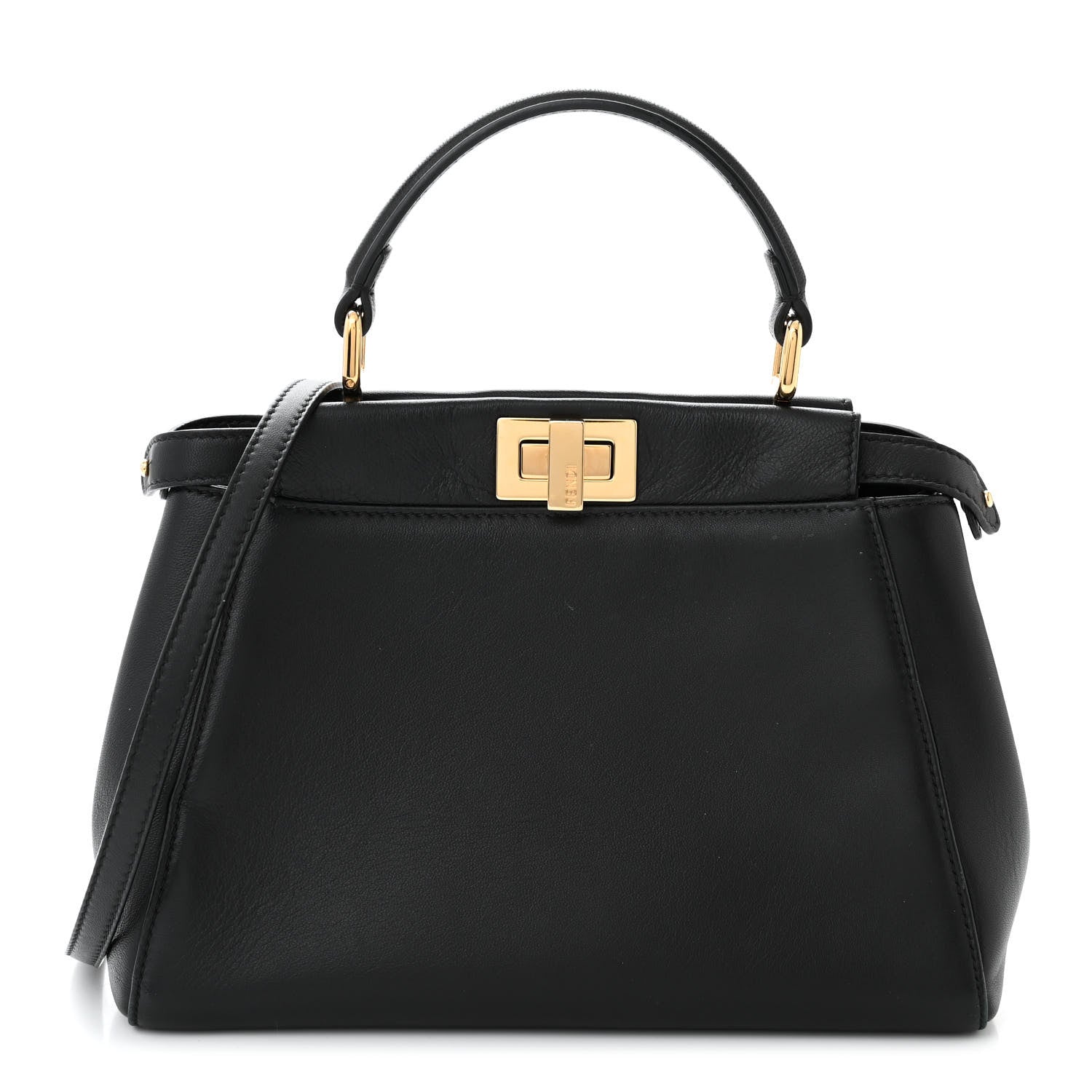 Fendi Nappa Mini Peekaboo Iconic Satchel Black 1 of 11