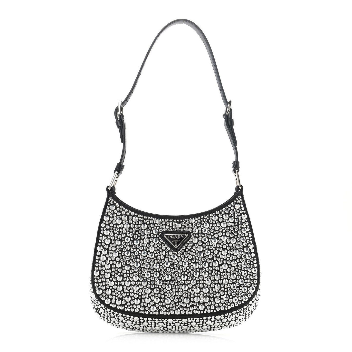 Satin Crystal Cleo Adjustable Strap Shoulder Bag Metal