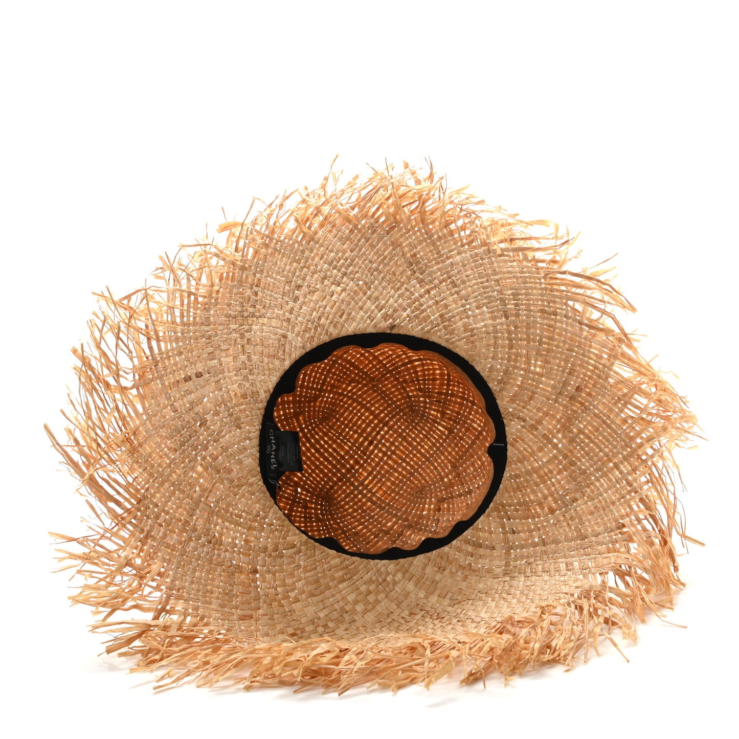 Raffia Wide Brimmed Hat S Beige Black
