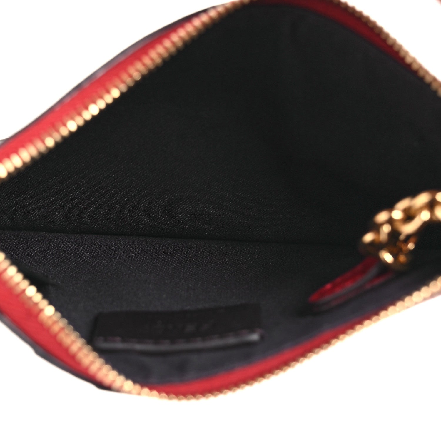 Fendi Vitello Cruise F is Fendi Bi-Color FF 1974 Embossed Key Case Pouch Maya Black Fragola 5 of 9