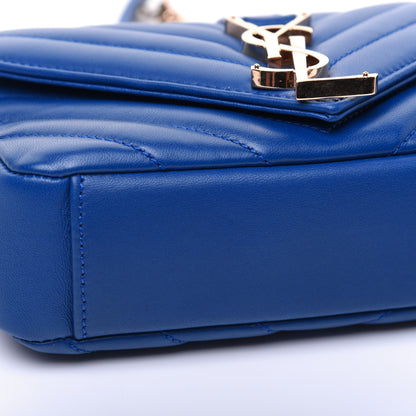 Saint Laurent Sheepskin Matelasse Chevron Monogram Classic Baby Chain Bag Blue Majorelle 15 of 17
